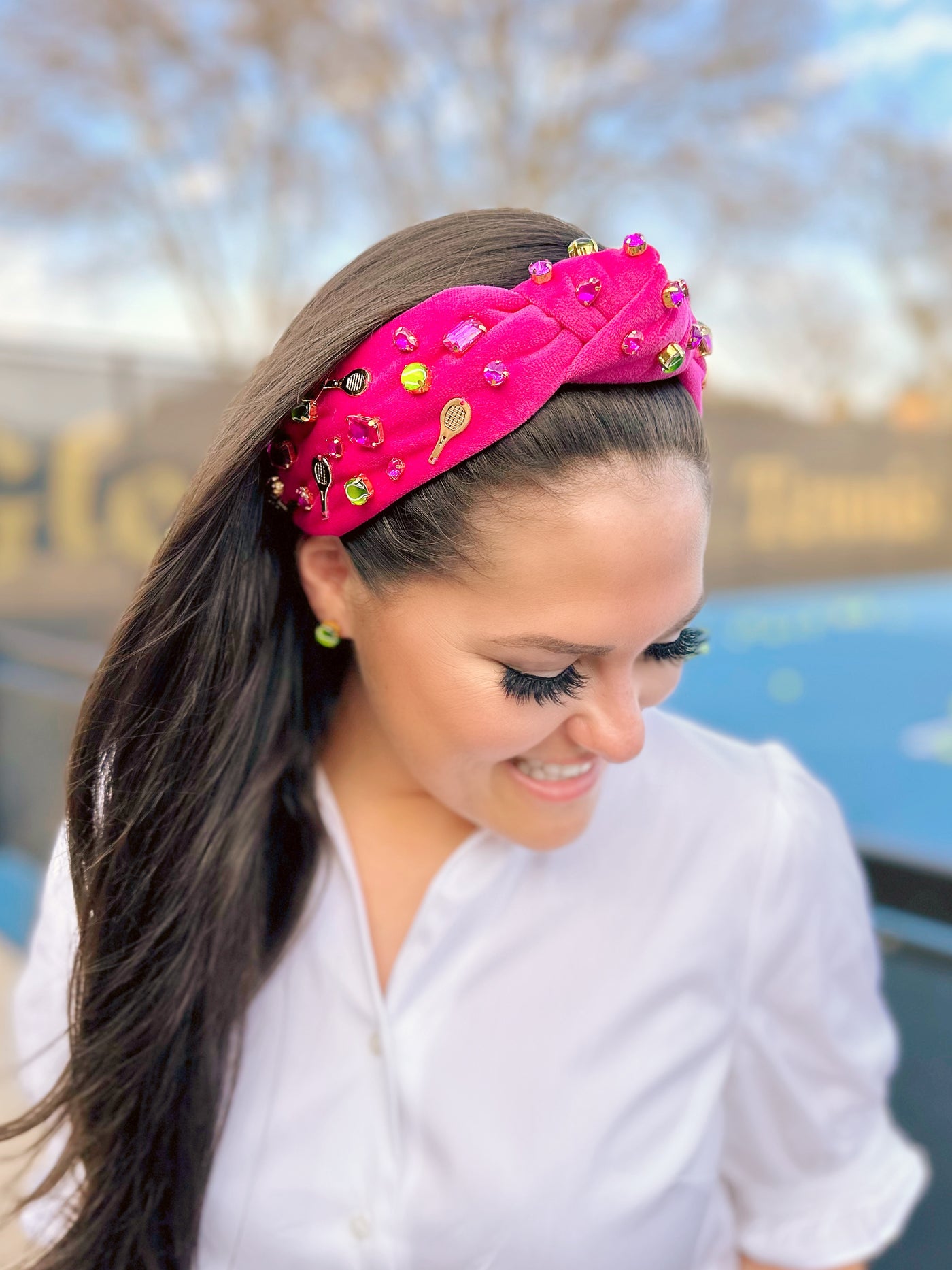 Fan Gear Tennis Headband in Hot Pink