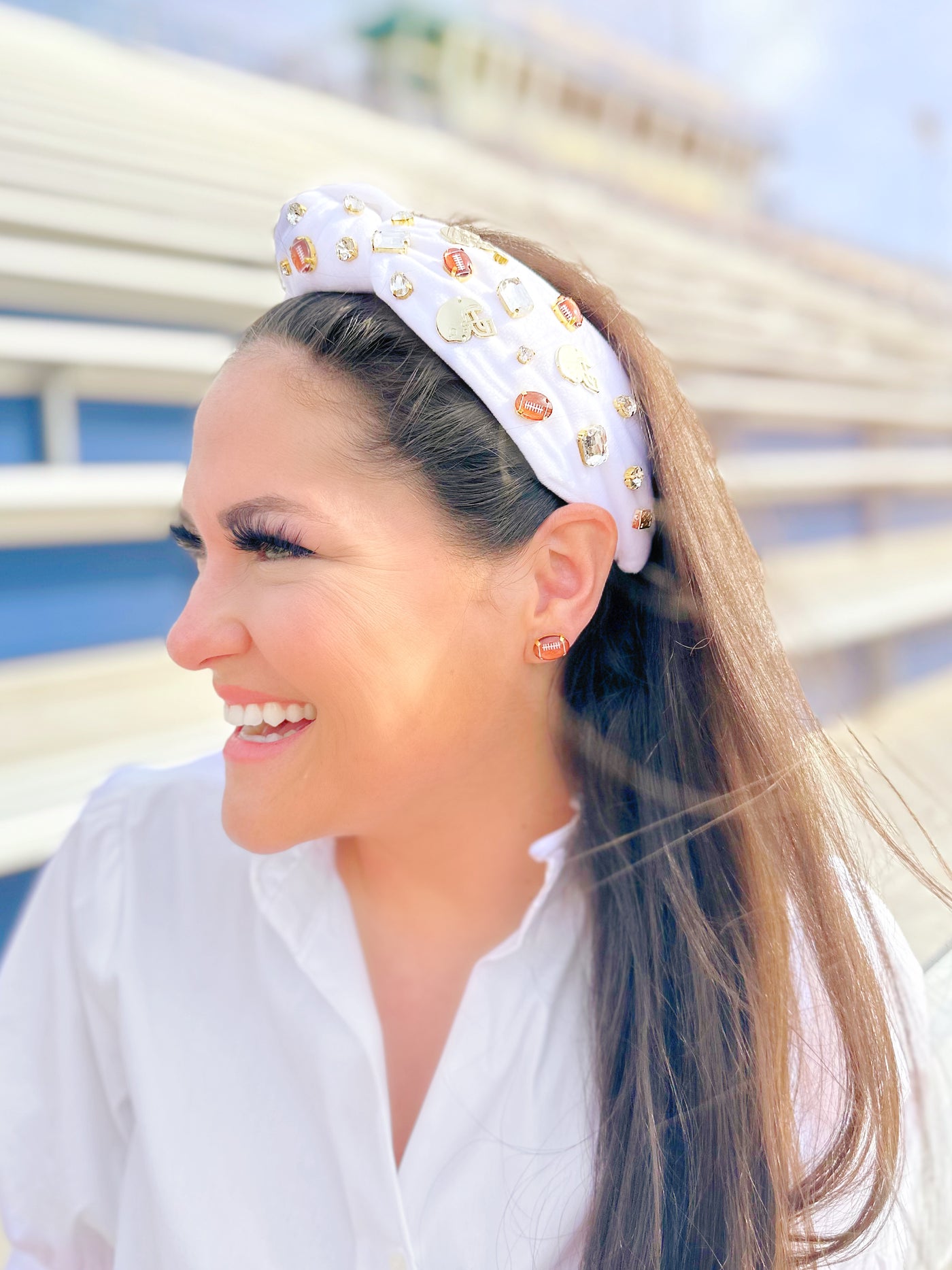 Fan Gear Football Headband in White