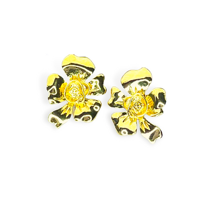 Gold Flower Earrings with 3 Interchangeable Hoops