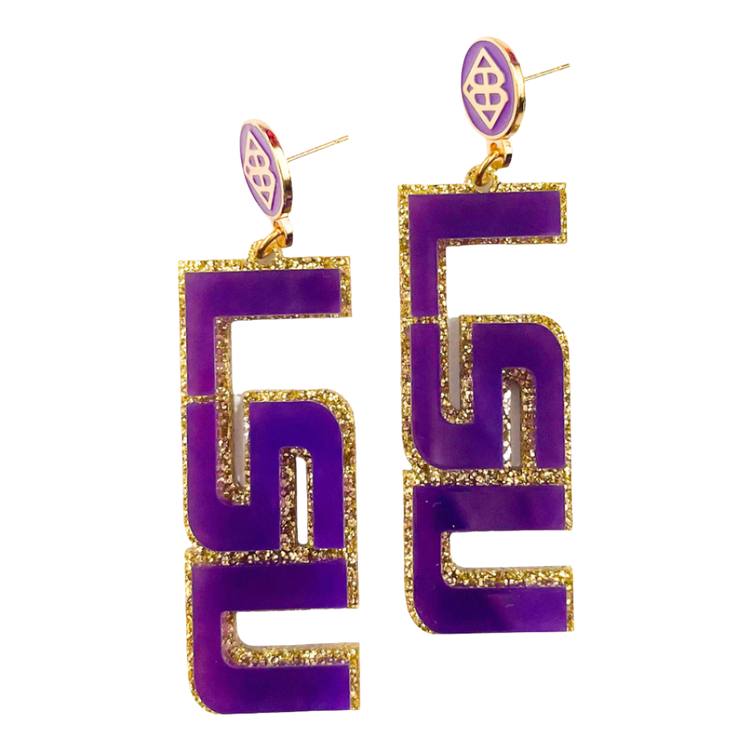 LSU Purple & Gold Glitter LSU Earrings