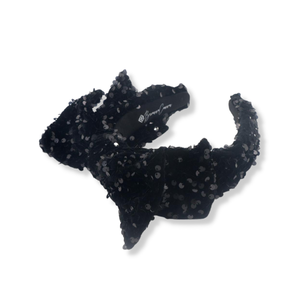 Child Size Black Sequin Side Bow Headband