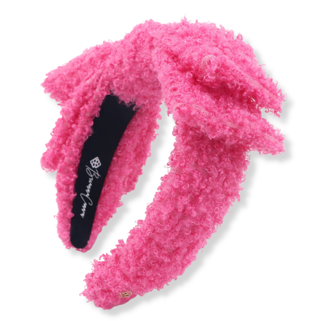 Adult Size Hot Pink Boucle Side Bow Headband