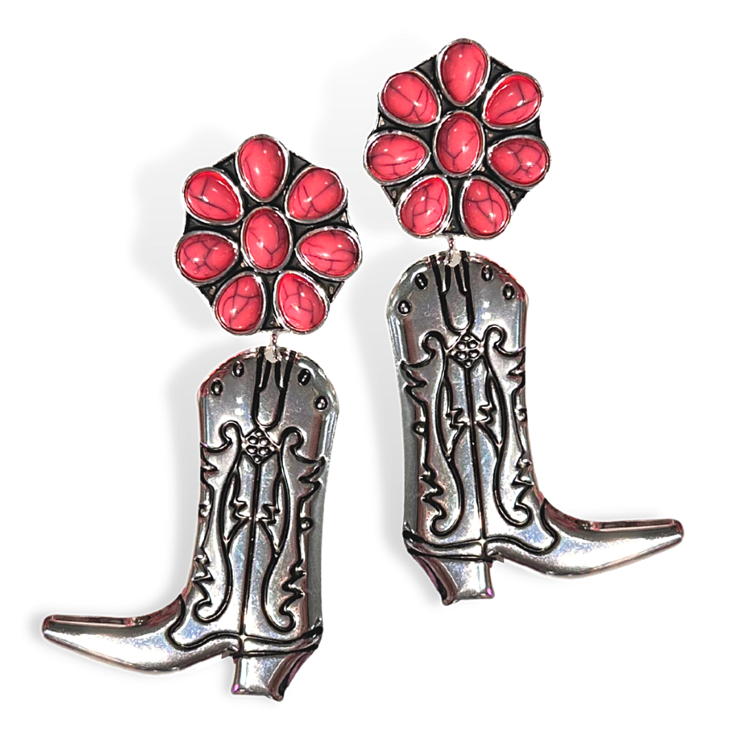 Let's Go Girls Boot Earrings in Pink