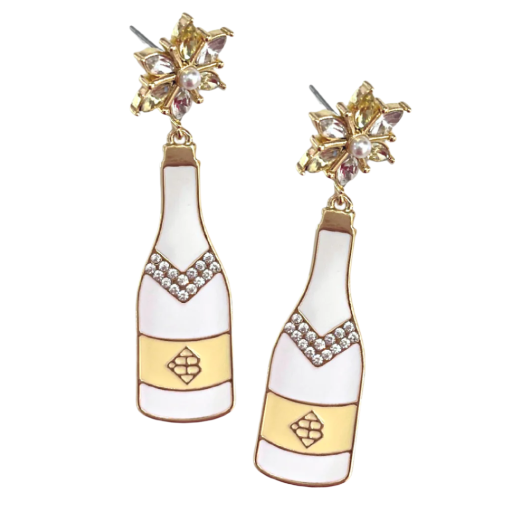 White Celebration Champagne Earrings