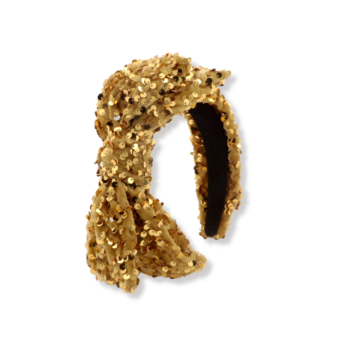 Child Size Gold Sequin Side Bow Headband