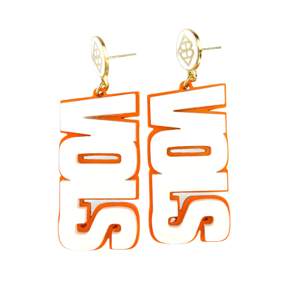 University of Tennessee White and Orange VOLS Earrings