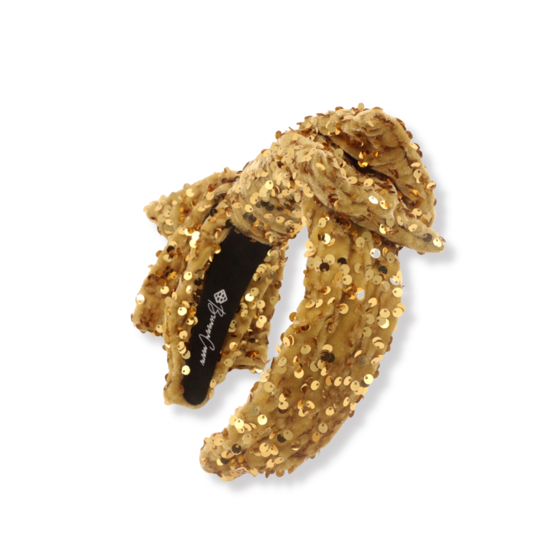 Child Size Gold Sequin Side Bow Headband