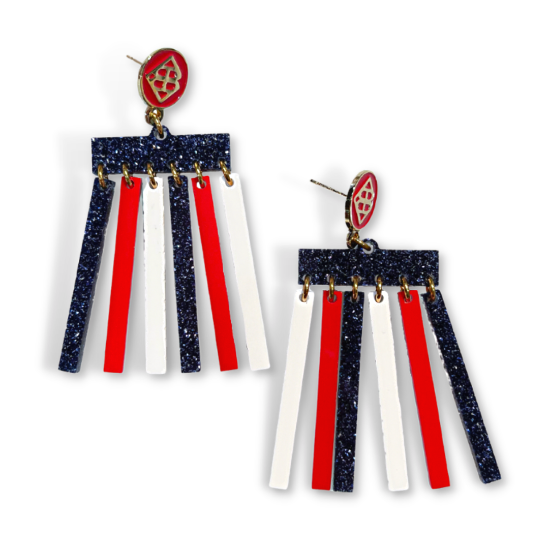 Red, White, and Navy Glitter Mod Dangle Earrings