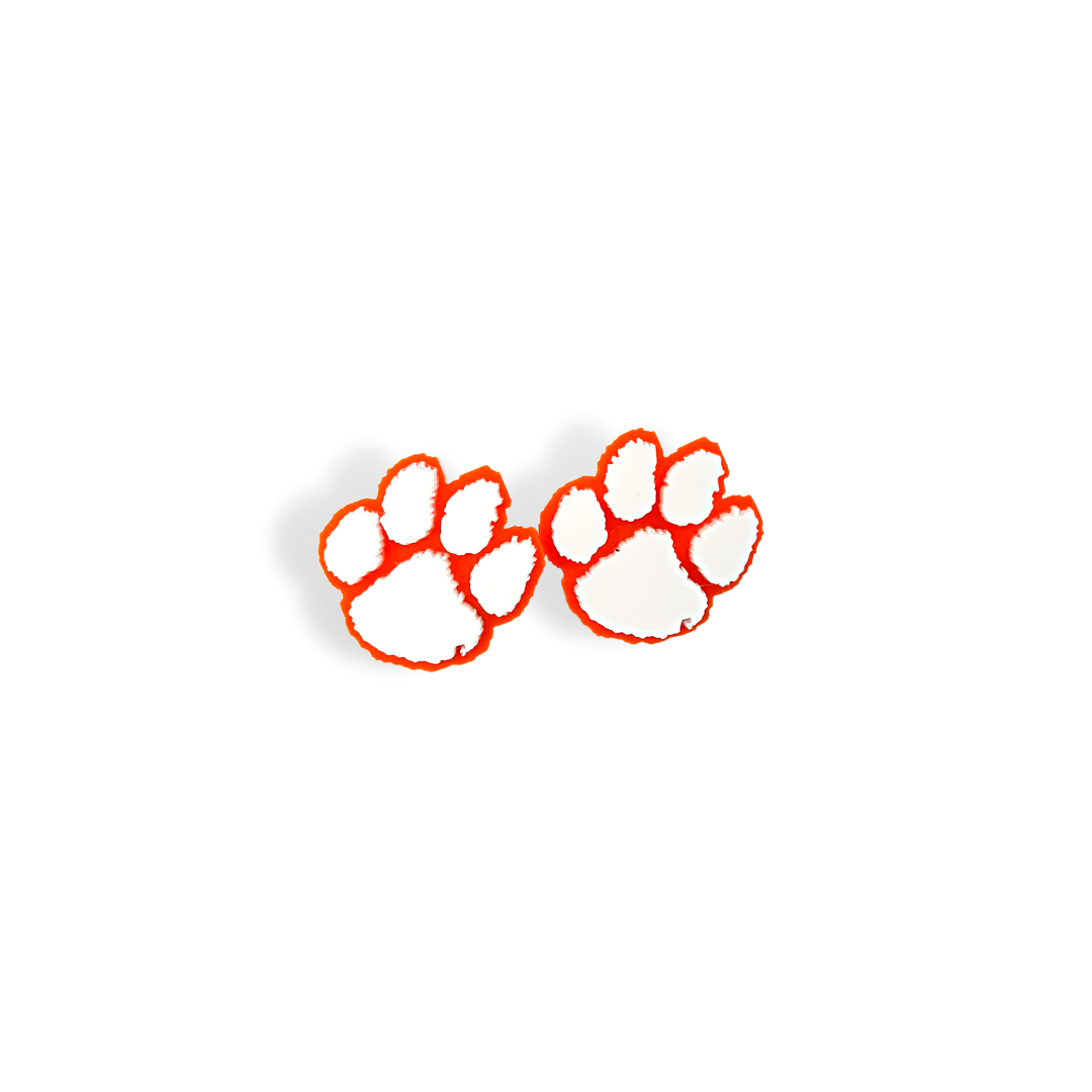 Clemson White Paw Studs