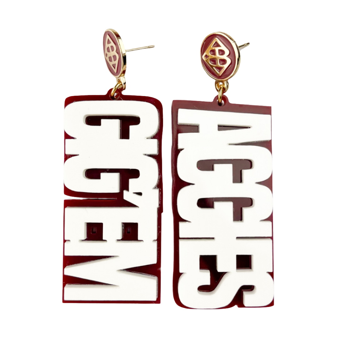 Texas A&M White & Maroon GIG'EM AGGIES Earrings