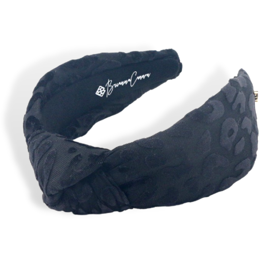 Black Leopard Print Knotted Headband