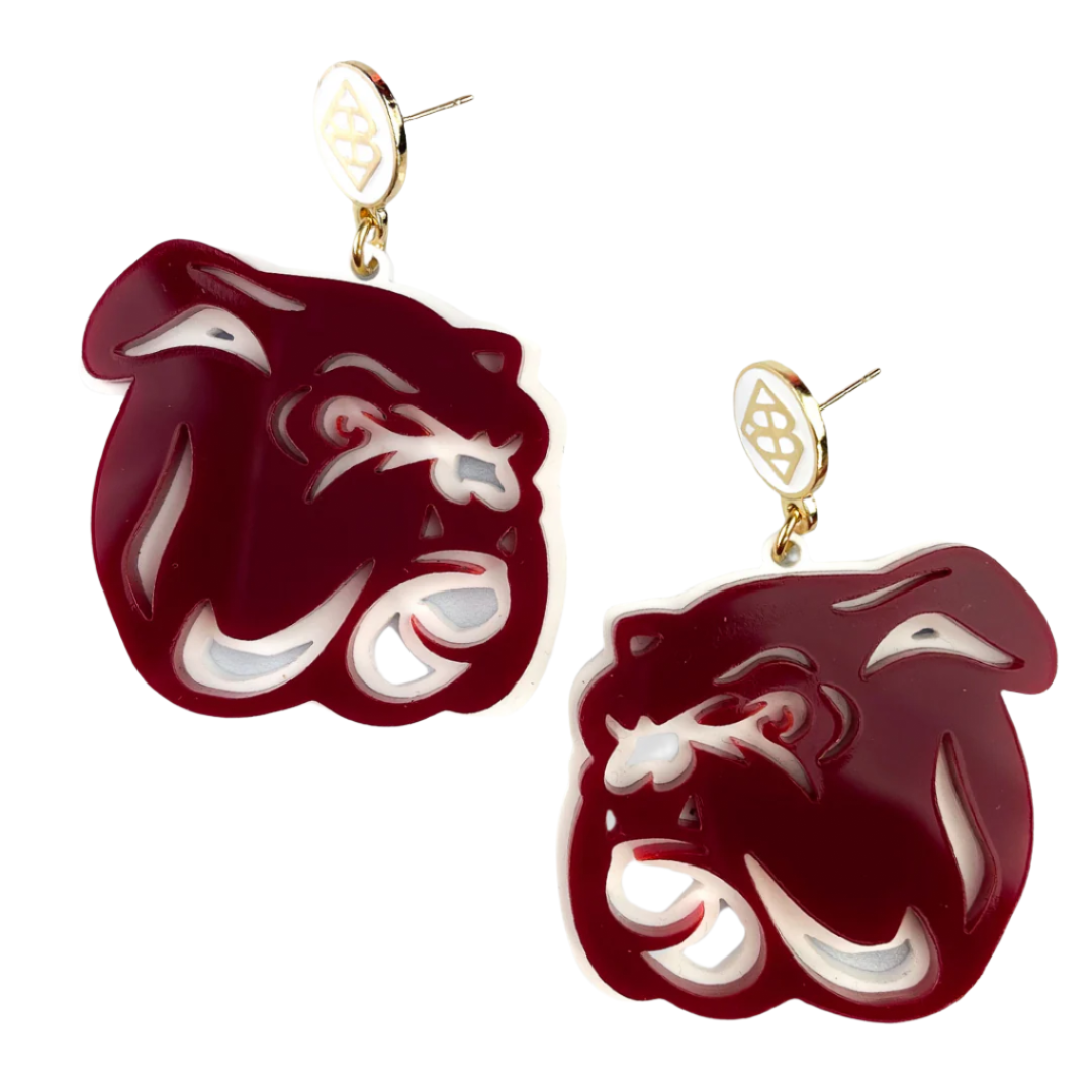 Mississippi State Maroon Bulldog Logo Earrings