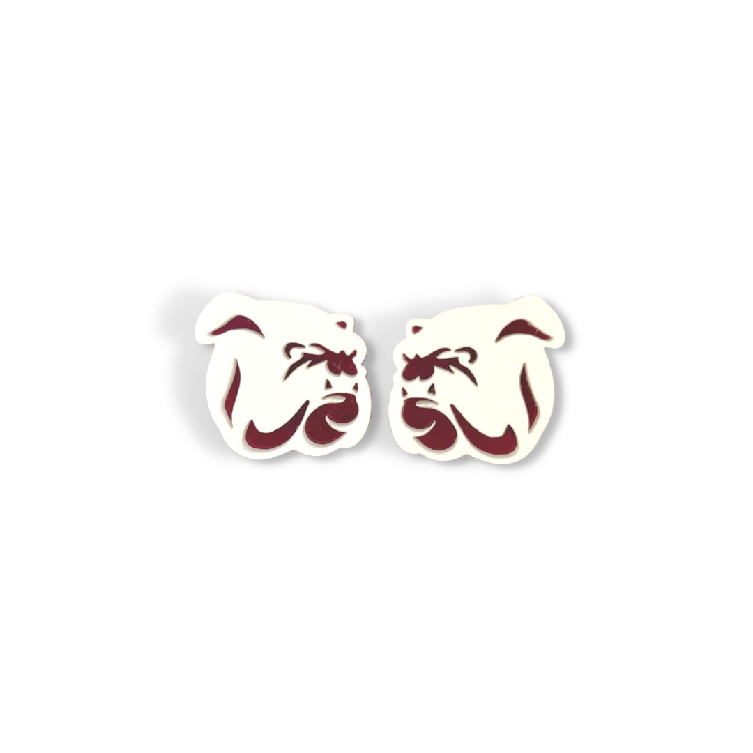 Mississippi State White Bulldog Logo Studs