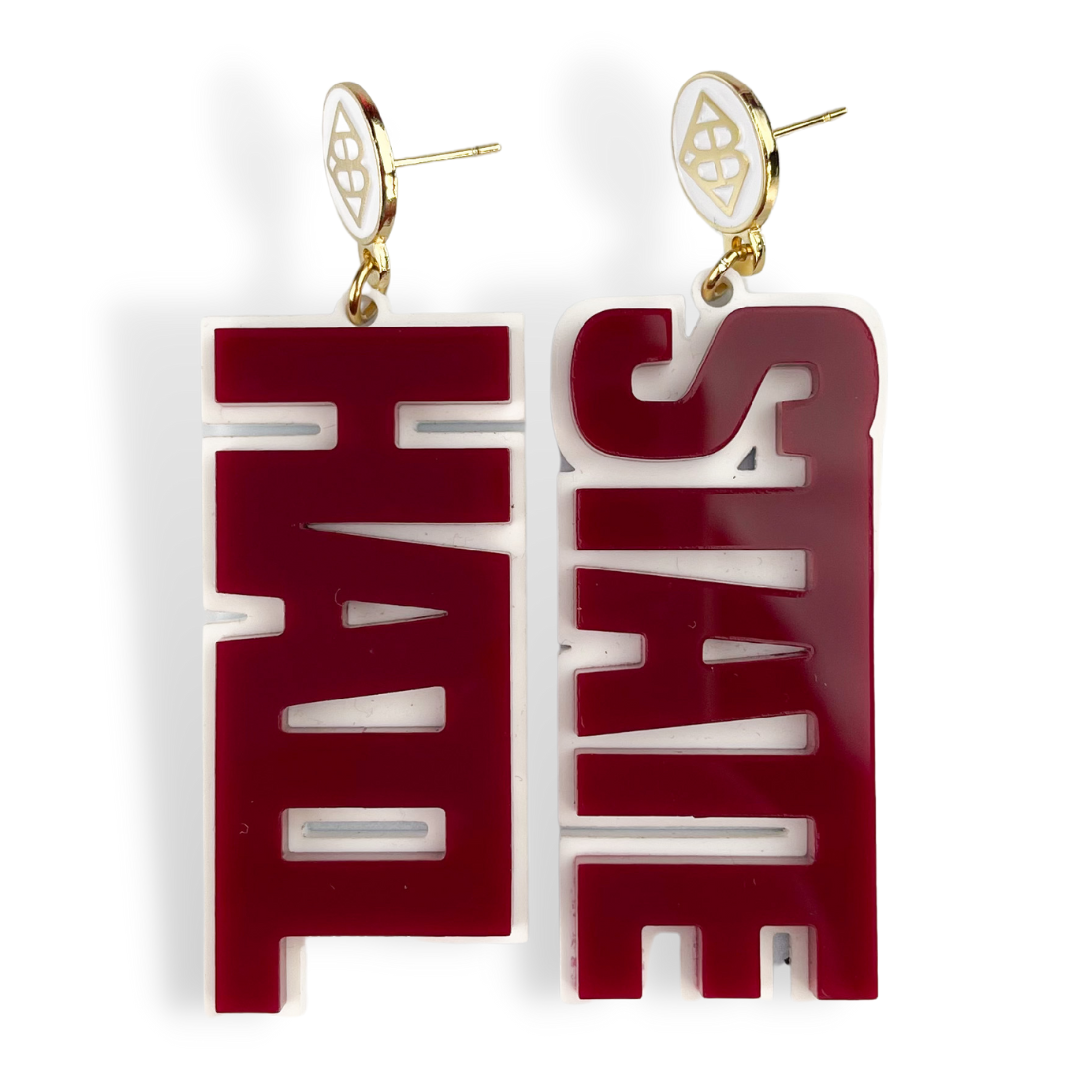 Mississippi State Maroon HAIL STATE Earrings