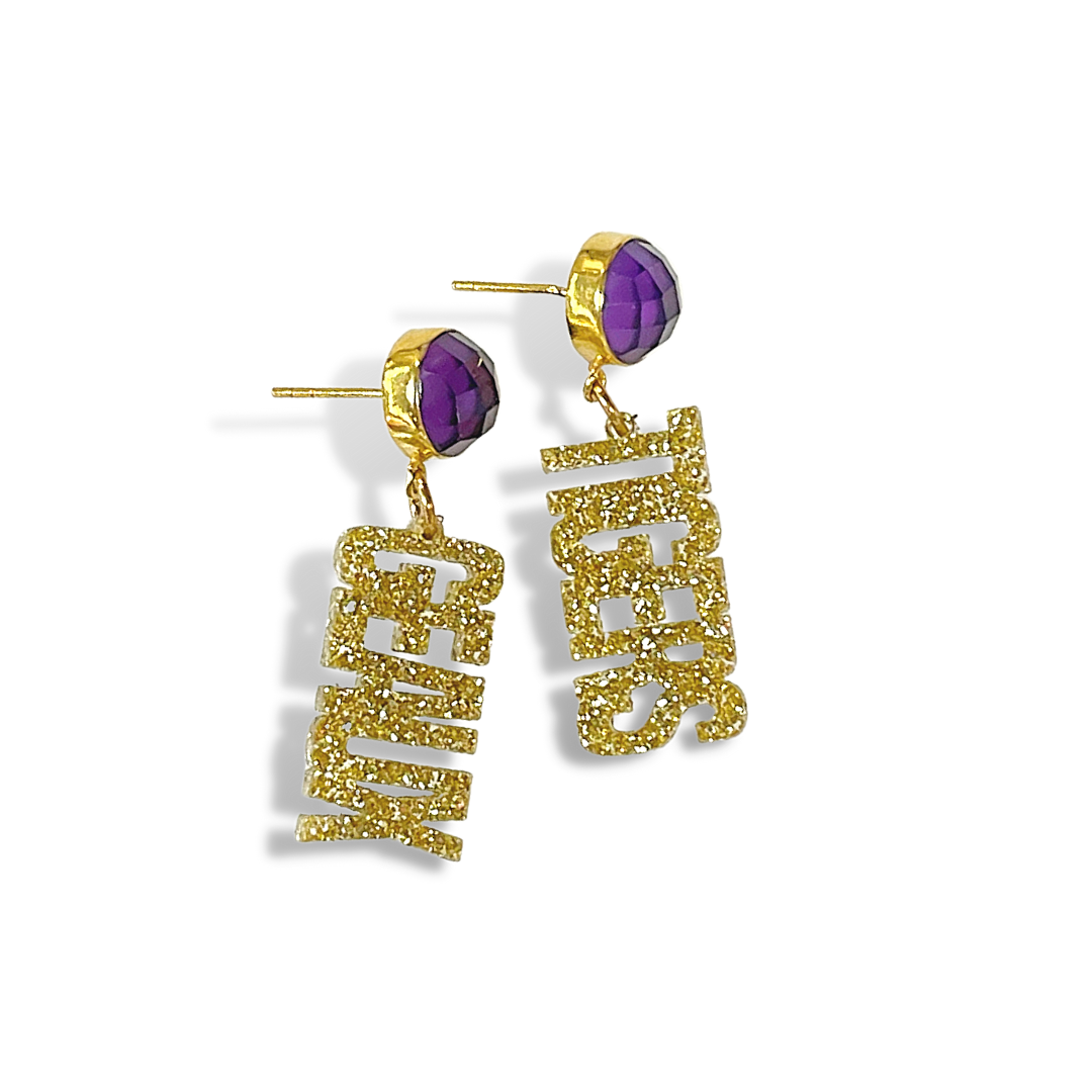 LSU Mini Gold Glitter GEAUX TIGERS Earrings