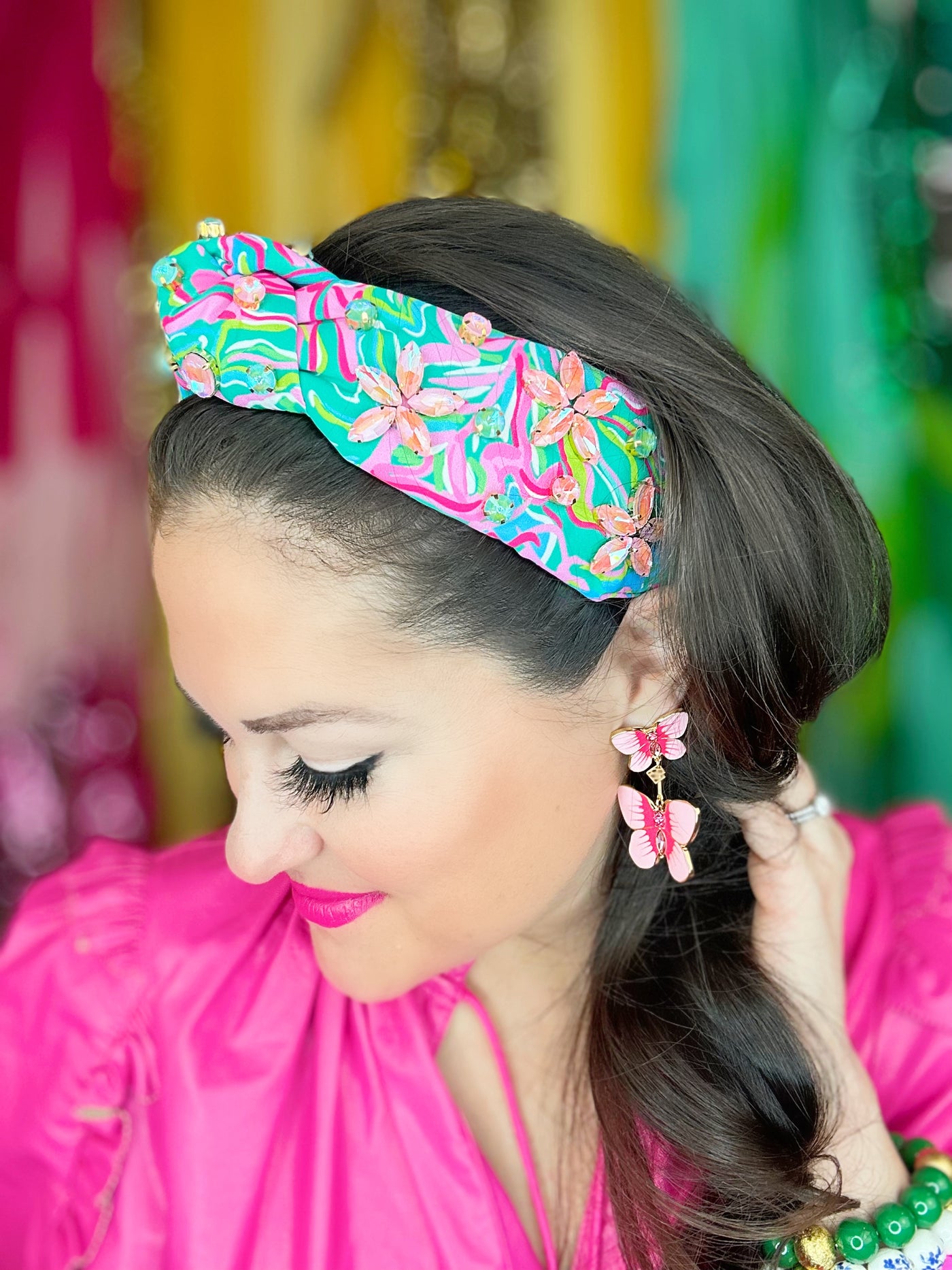 Hand Painted Butterfly Earrings in Pink