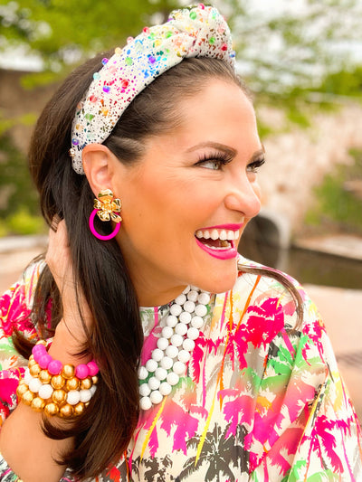 Gold Flower Earrings with 3 Interchangeable Hoops