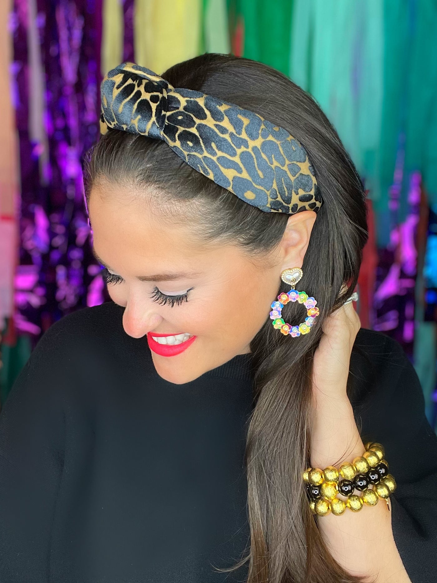 Black and Tan  Leopard Print Knotted Headband