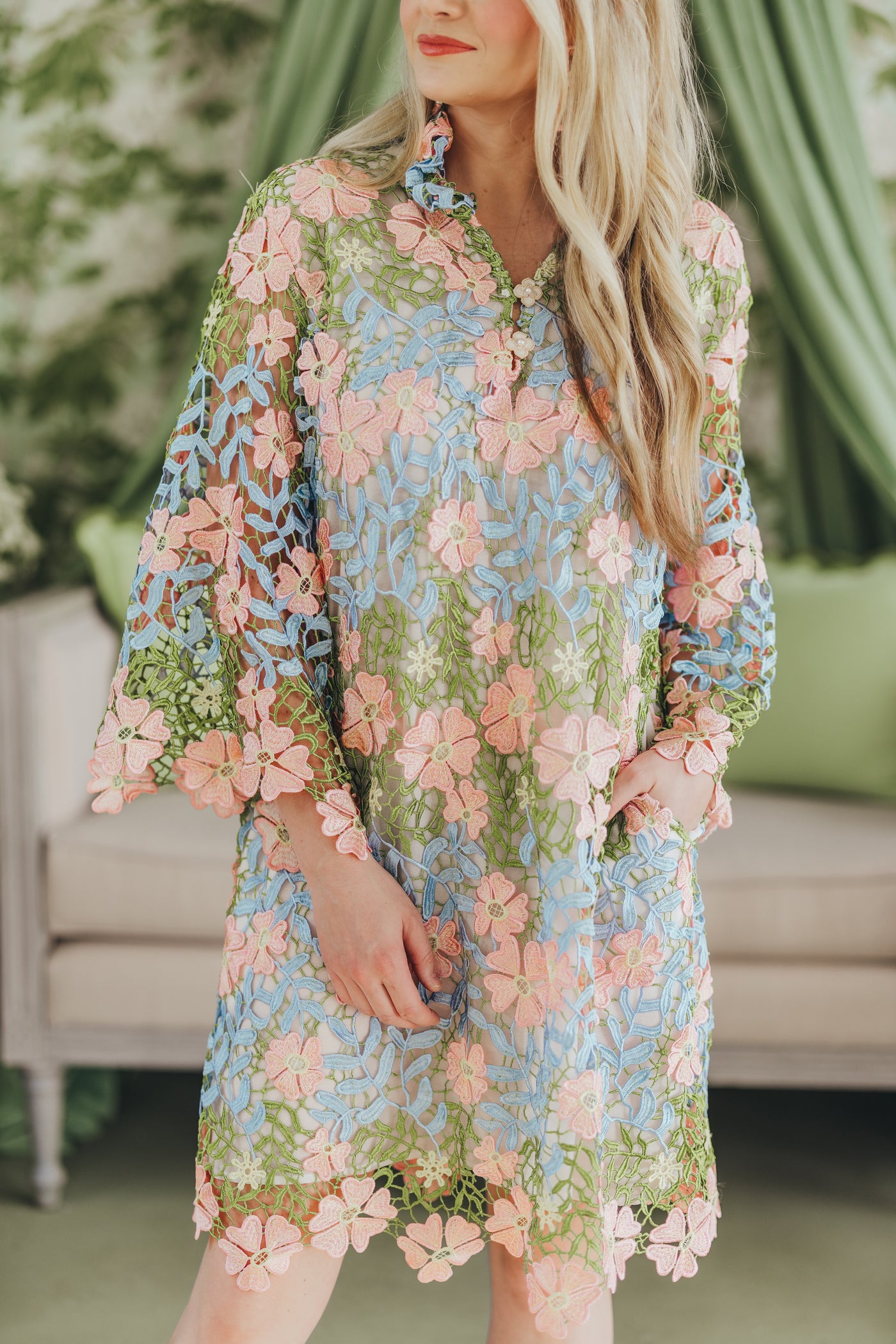 BC Caftan - Bright Floral Lace Dress