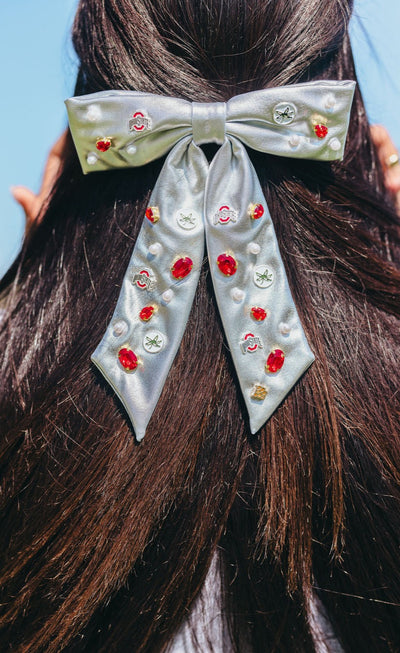 Ohio State Silver Bow Barrette