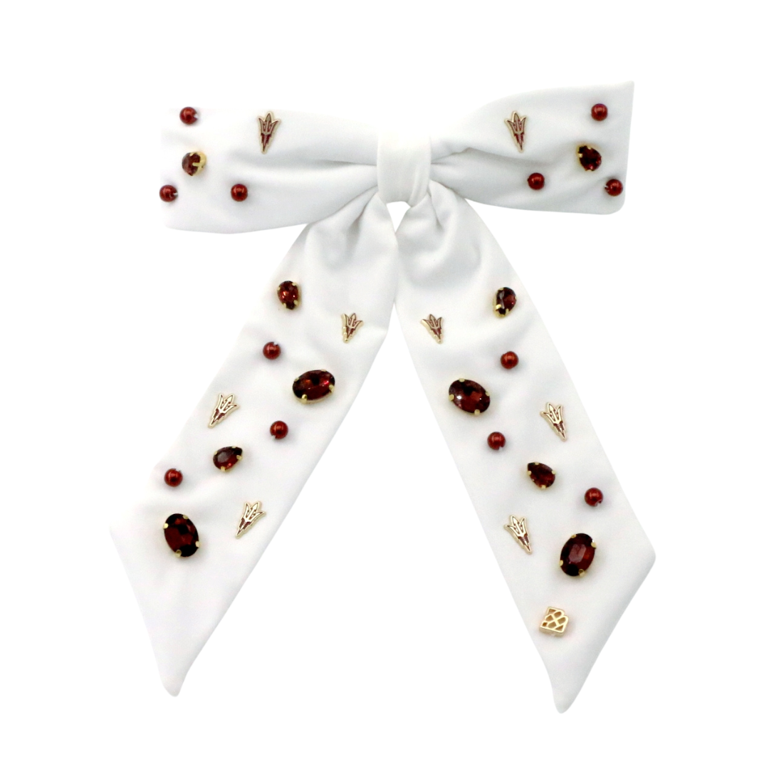 Arizona State White Bow Barrette