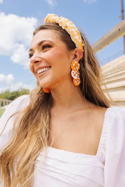 Orange and White Triple Dot Earrings