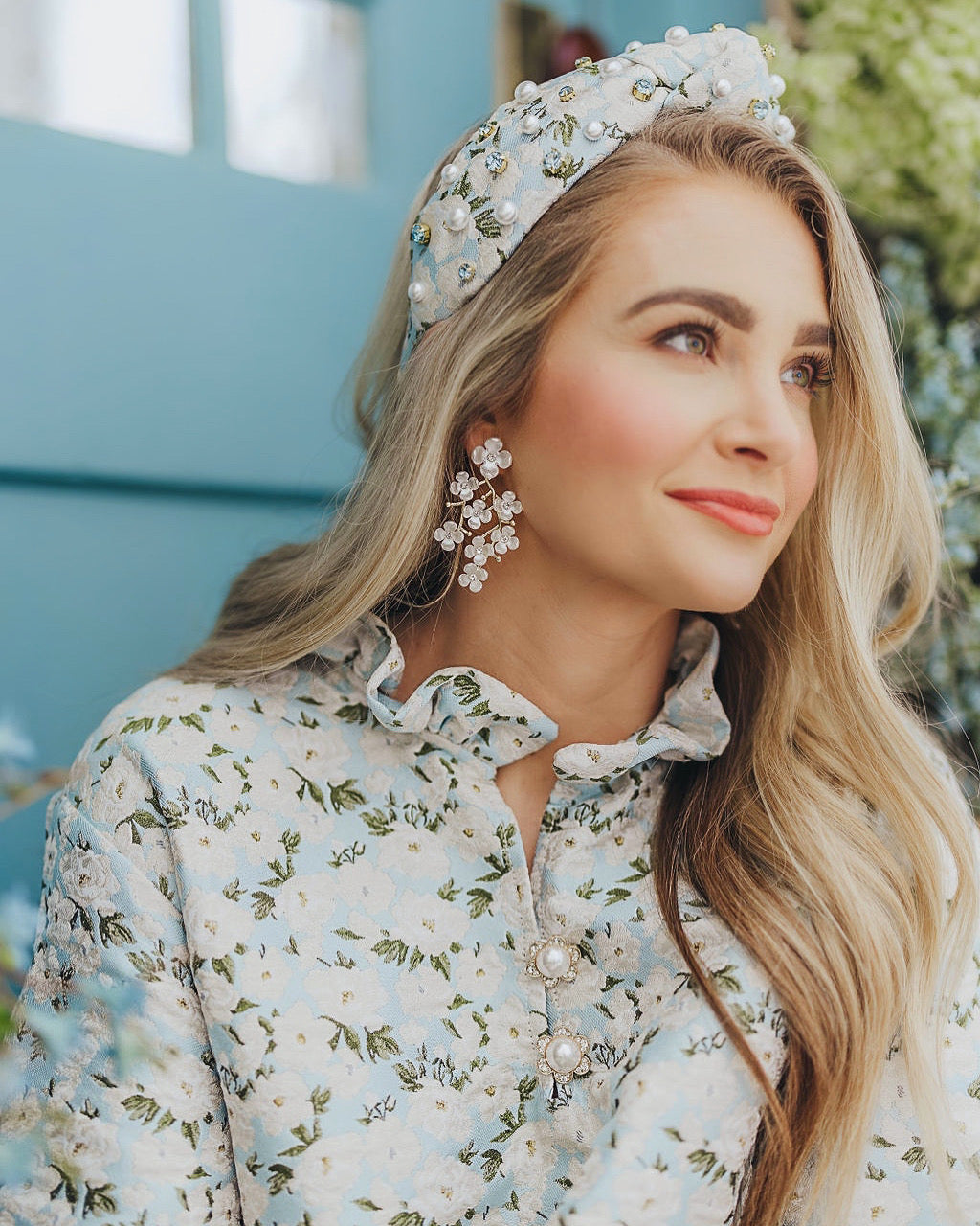 White Pearl Cherry Blossom Earrings