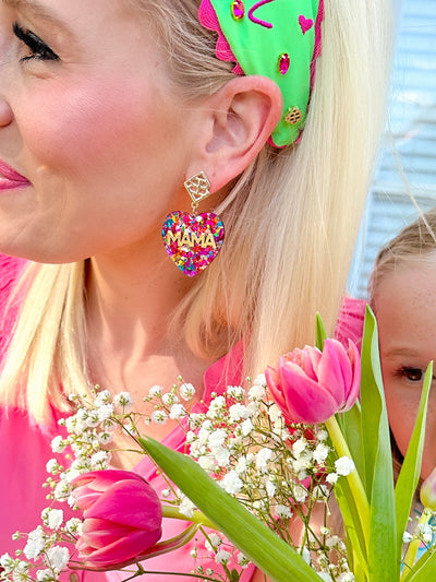 Confetti MAMA Heart Earrings