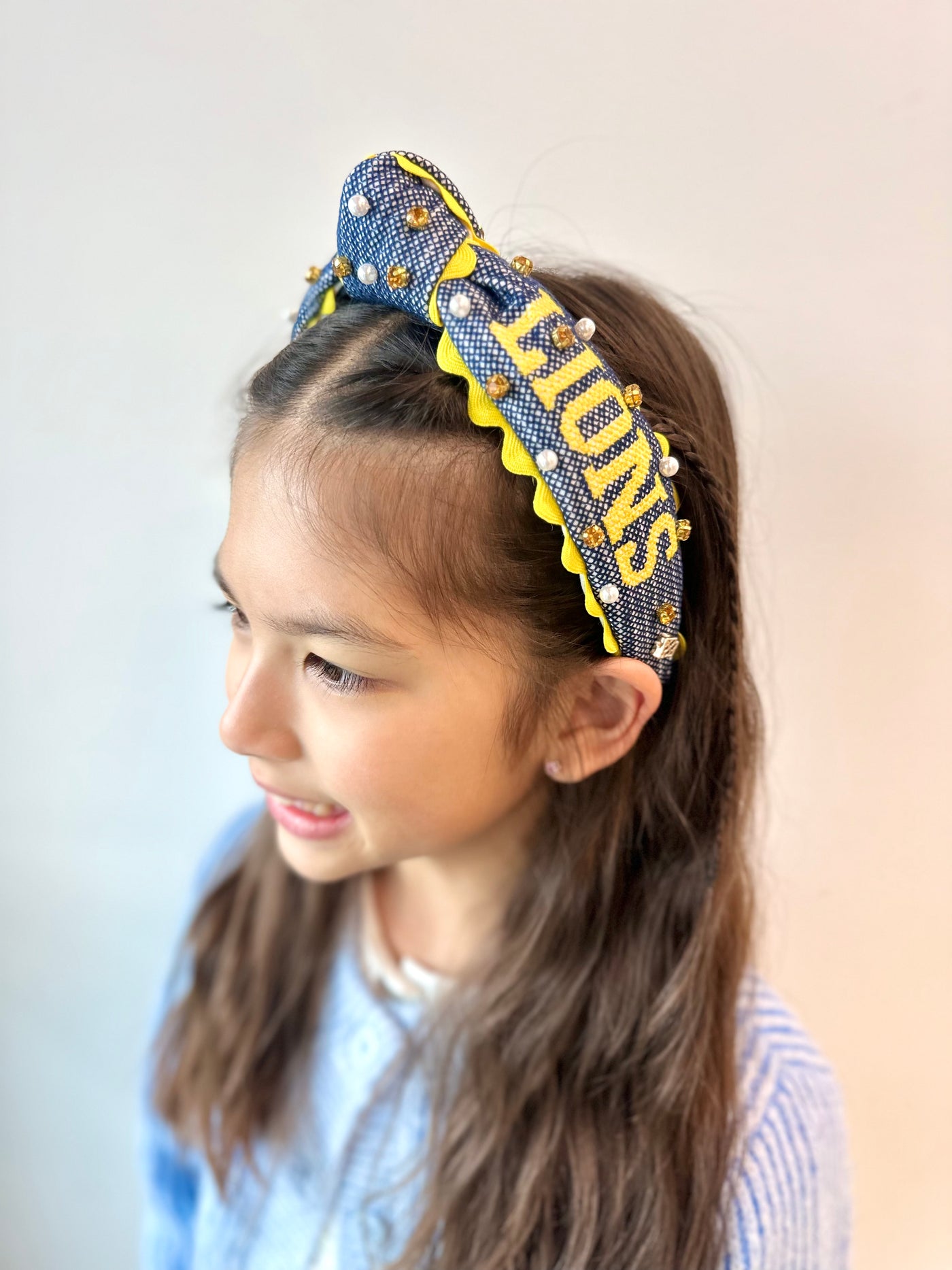 PCA Child Size Cross-stitch Headband With Crystals & Pearls