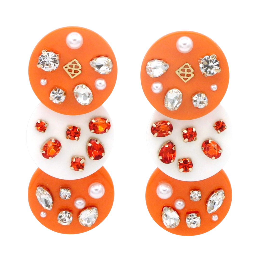 Orange and White Triple Dot Earrings