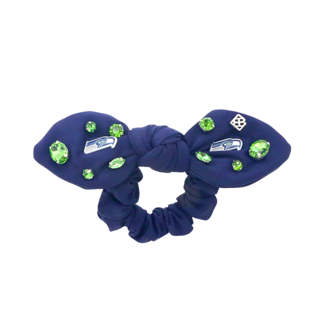 Seattle Seahawks Blue Logo Bow Scrunchie