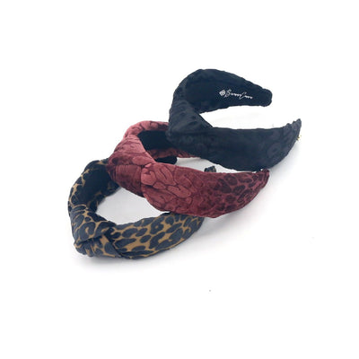 Black Leopard Print Knotted Headband